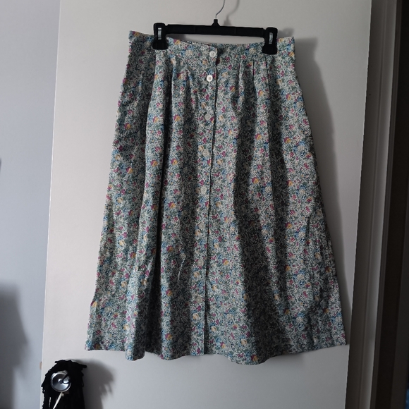 Liberty of London Dresses & Skirts - LIBERTY Art Fabrics x Tilley Floral Blue Green Purple Yellow Cotton Skirt L